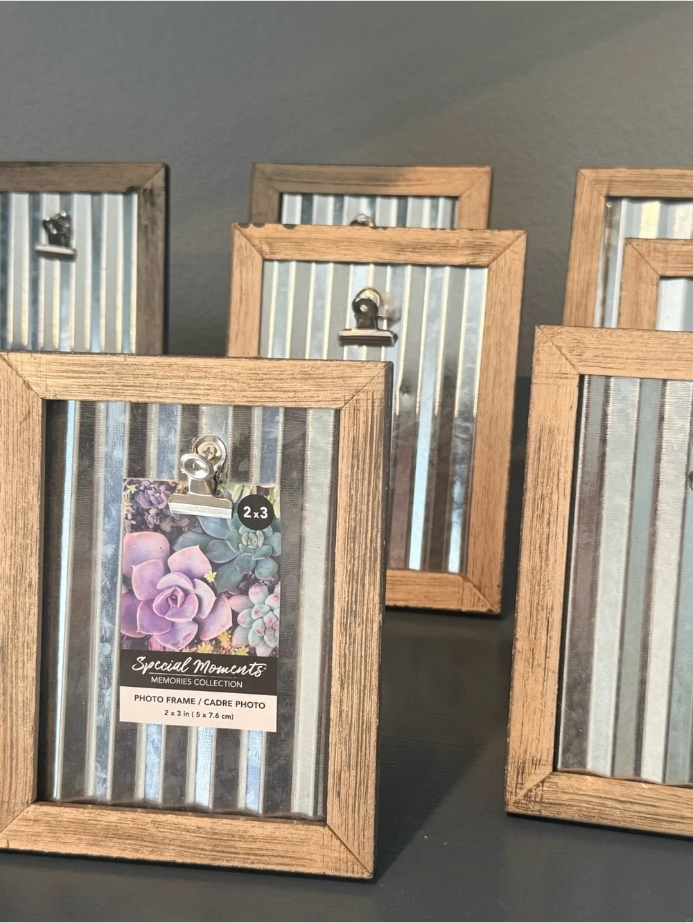 Wood Frame (Set of 8) with Silver Corrugated Backing